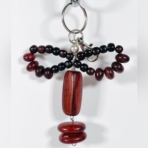 Wood Bead Dragonfly Bag Charm / Keychain